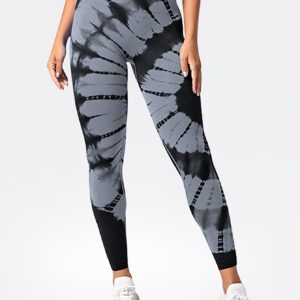 Tie-dye High Waist Tummy Control Butt Lifting Moisture Wicking Quick Drying Seamless Tie Dye Yoga Pants, Running Sports Tight Pants, Women's Activewear