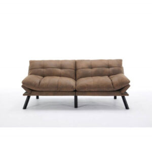 Leatehr Feeling Brown Convertible Folding Modern Sofa Bed