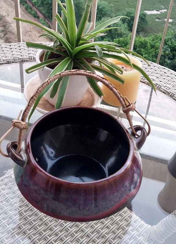 Multicoloured Handi with Bamboo Handle