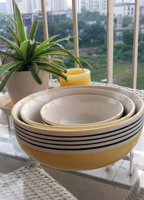 White Yellow Bowl